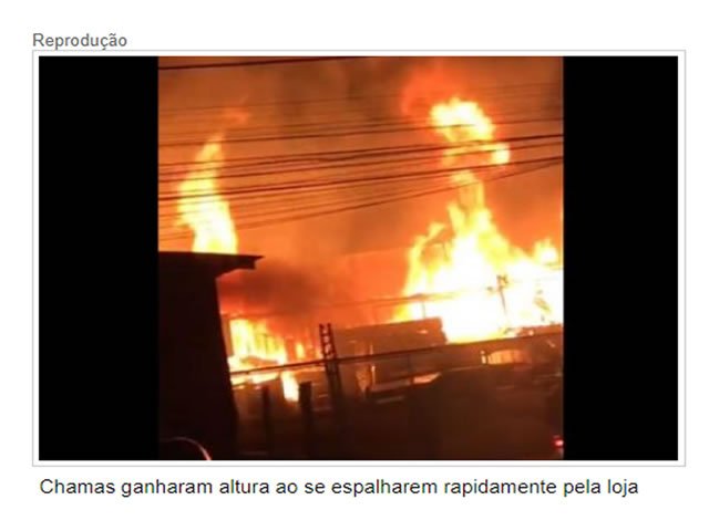 Incêndio destrói loja de materiais de construção em MT; vídeo