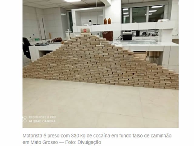 Motorista é preso com 330 kg de cocaína em fundo falso de caminhão em MT