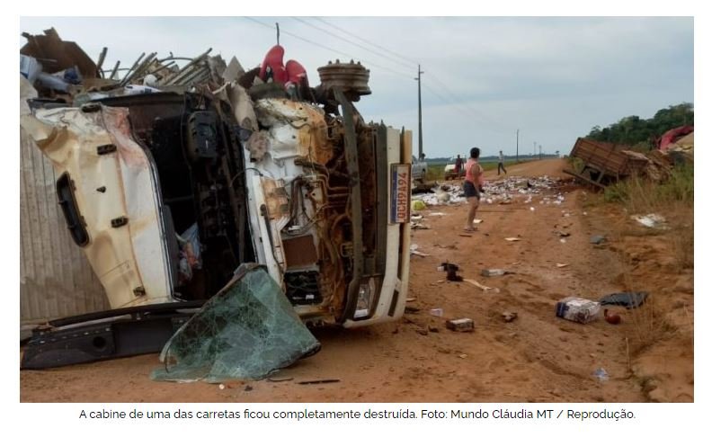 Grave colisão entre carretas deixa uma pessoa morta em Cláudia.(Fotos)