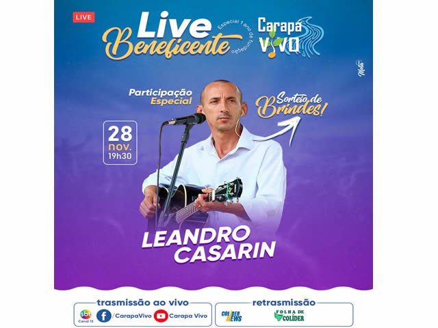 A entidade Carapa Vivo prepara para o próximo final de semana a sua Live beneficiente (Vídeo)