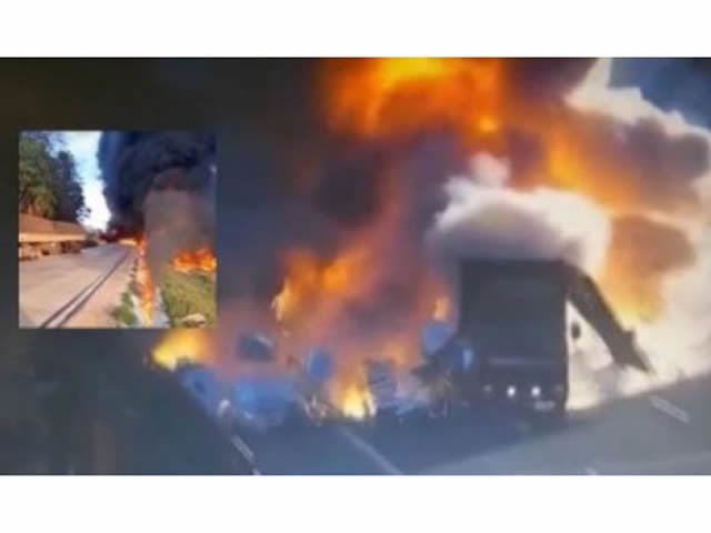 Caminhão tanque explode e motorista morre carbonizado em MT