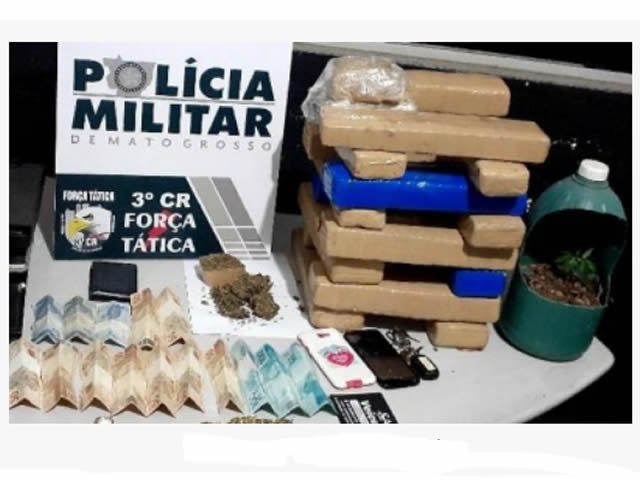 Polícia Militar apreende 16 quilos de entorpecentes em Sinop; um homem e uma mulher foram presos