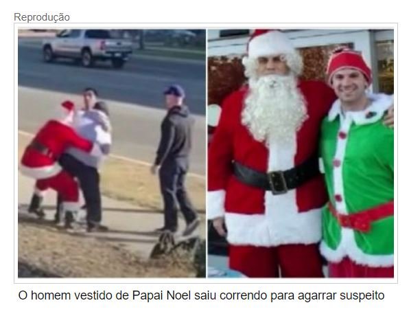 Papai Noel e elfo prendem homens que tentavam roubar carros. (Vídeo)