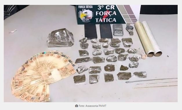 Casal é preso com porções e pedaço de tablete de maconha