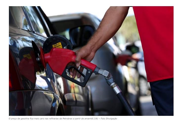 Litro da gasolina sobe R$ 0,15 nas refinarias da Petrobras