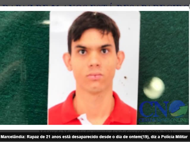 Familia em Marcelandia procura por rapaz especial, que está desaparecido desde ontem (19).