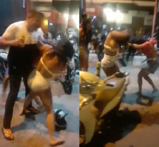 Mulheres trocam socos, puxões de cabelo e golpes de capacetes