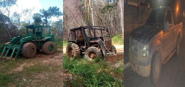 PM e Sema descobrem extração ilegal de madeira e cinco homens são detidos em Itaúba