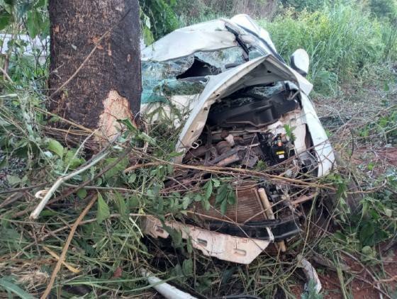 Homem e criança de 7 anos ficam feridos após carro bater em árvore