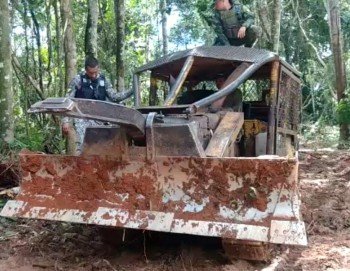 Trator de esteira é apreendido durante desmatamento