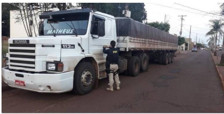 Carreta de MT que iria para o Paraguai é recuperada pela PRF do MS