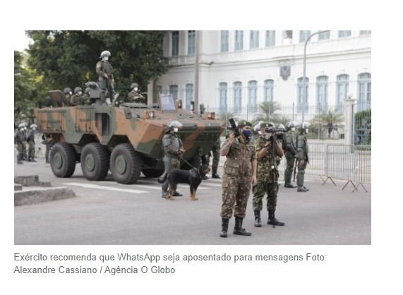 EXÉRCITO RECOMENDA QUE WHATSAPP SEJA APOSENTADO PARA MENSAGENS