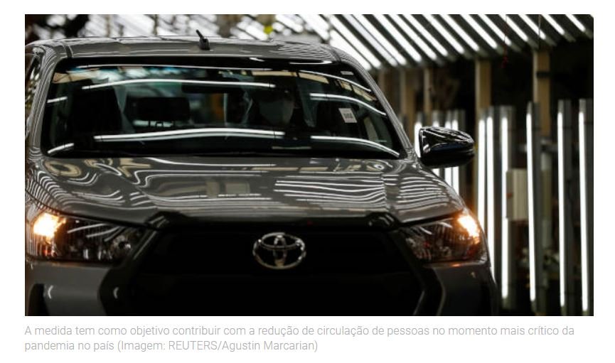 Toyota vai suspender produção no Brasil a partir da 2ª-feira
