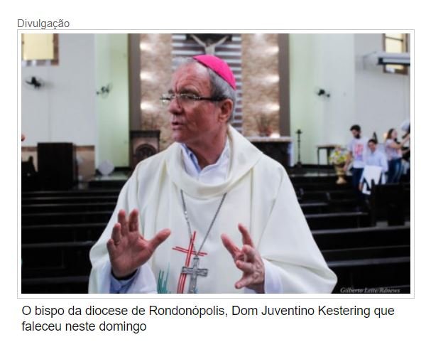 Bispo de Rondonópolis morre após complicações da Covid-19