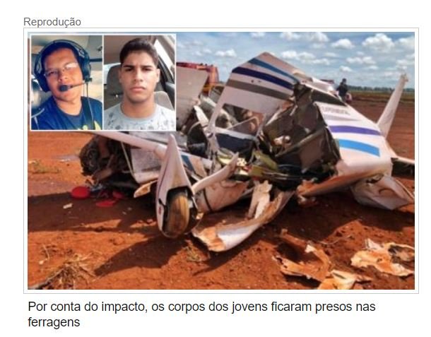 Jovens de 21 e 22 anos estavam em avião que caiu no interior de MT
