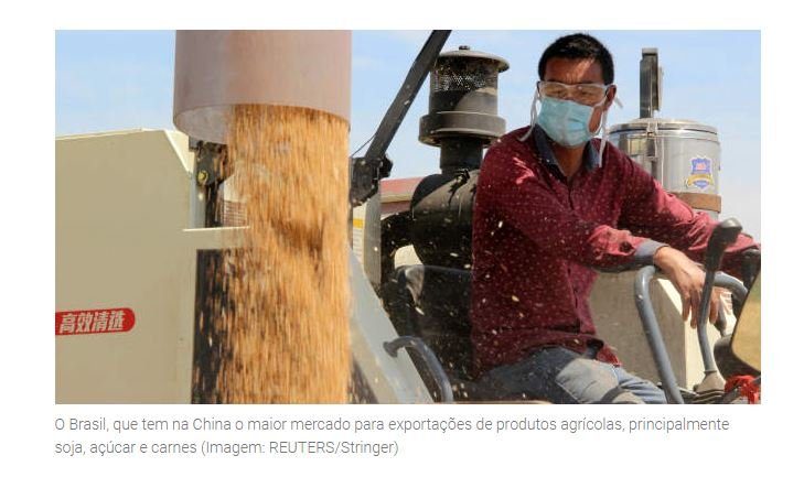 China quer produtos do agro do Brasil de maior valor, além de grãos, diz embaixador