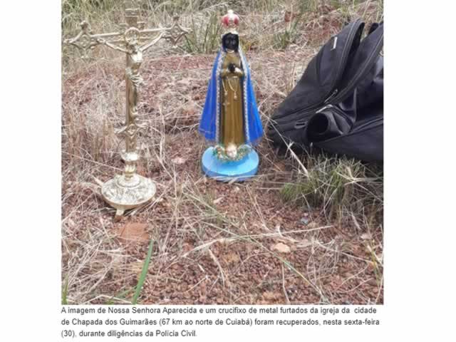 Polícia recupera imagem de santa furtada de igreja em Chapada dos Guimarães