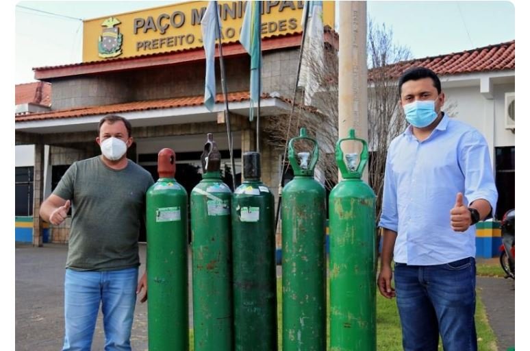 Colíder recebeu 5 cilindros de oxigênio doados pela ENERGISA