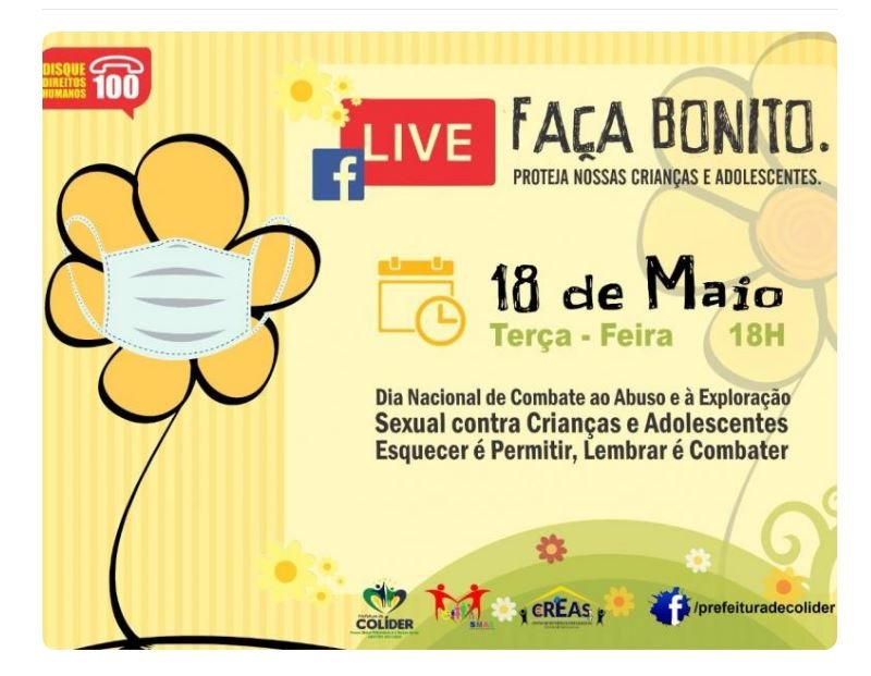 Live será realizada para informar e mobilizar contra abuso sexual de crianças e adolescentes
