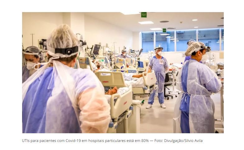 Taxa de ocupação de UTIs para pacientes com Covid-19 em hospitais particulares em MT passa de 57% para 80% em 4 dias