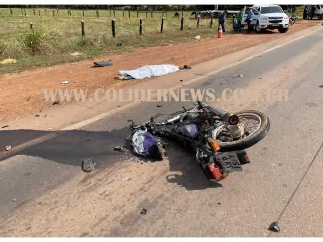 Motoqueiro em Colíder morre esmagado em acidente com carreta. (Vídeo)