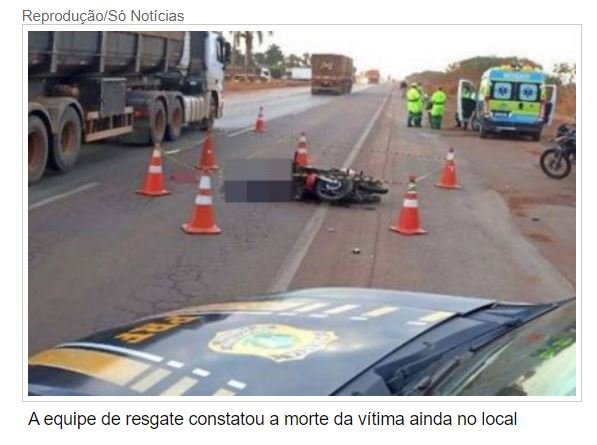 Motociclista morre após colidir com carreta na BR-163