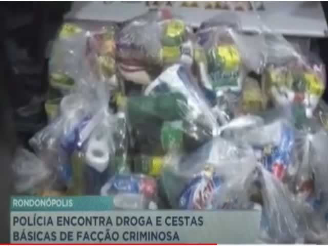 PM apreende drogas e cestas básicas de facção criminosa em MT. (Vídeo)