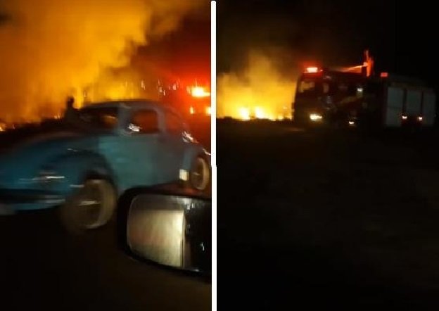 Incêndio de grandes proporções ameaça invadir casas e empresas em MT; veja vídeo