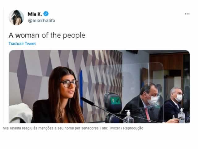 Ex-atriz pornô Mia Khalifa manda mensagem para Randolfe Rodrigues: 'Vocês estão em uma crise... Estou a caminho'