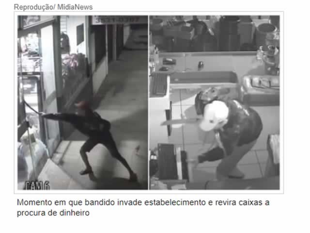 Bandido usa estilingue e facão para invadir papelaria em MT