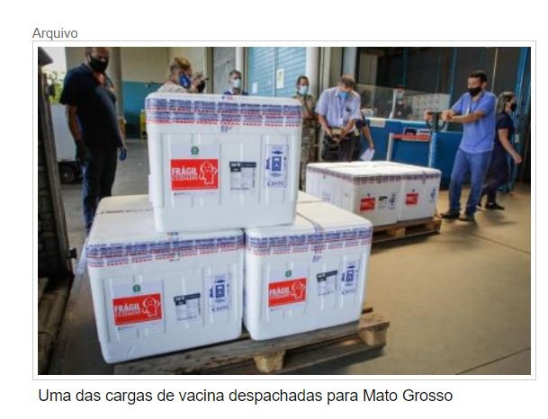 MT recebe quase 95 mil doses de vacina nesta sexta-feira