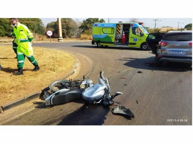 Colisão deixa motociclista ferido na BR-163