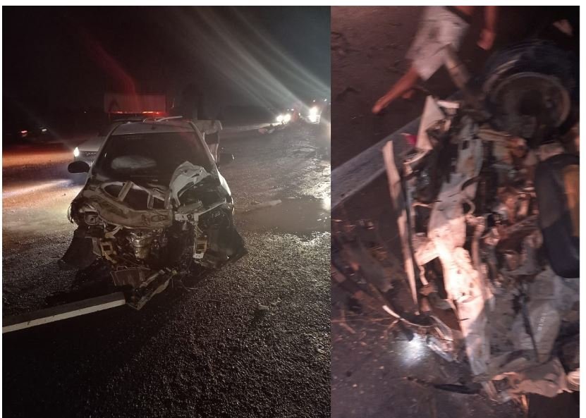 Bombeiros socorrem vítimas de dois acidentes na BR-163 em Guarantã. (Fotos)