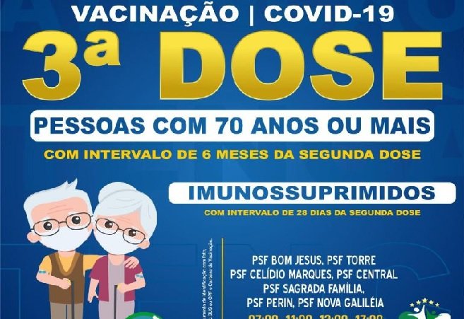 TERCEIRA DOSE DA VACINA CONTRA COVID-19 JÁ ESTÁ DISPONÍVEL PARA IDOSOS E IMUNOSSUPRIMIDOS EM COLÍDER