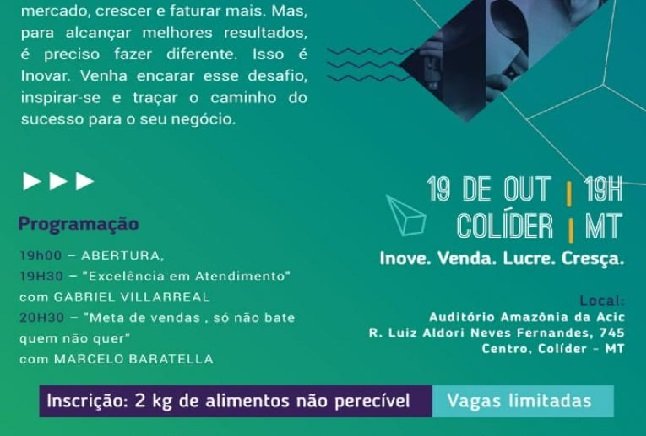 SEMINÁRIO DESAFIOS DO CRESCIMENTO SERÁ REALIZADO EM COLÍDER
