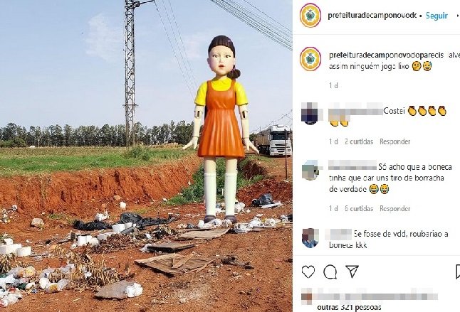 Em post nas redes, prefeitura usa boneca de série para alertar porcalhões