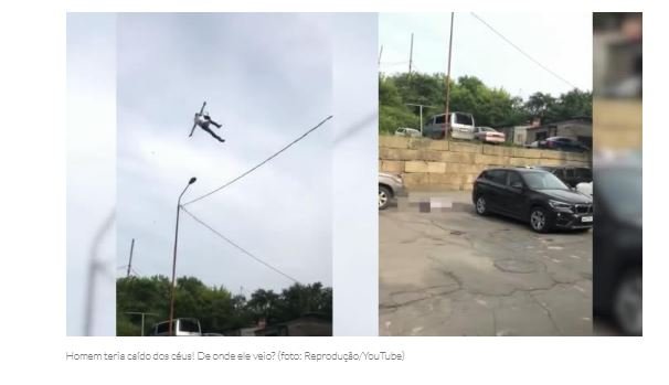 Homem cai do céu em um estacionamento! De onde ele veio?
