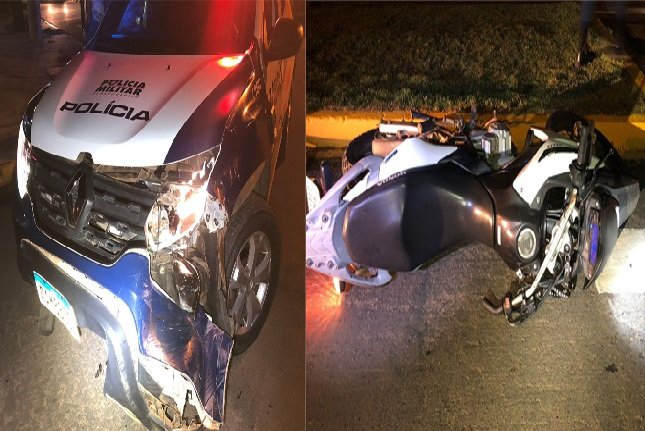 Motociclista colide em viatura após intensa perseguição policial no centro