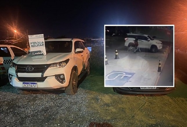 Bandidos roubam SW4 em estacionamento de farmácia e criança foge para não ser levada