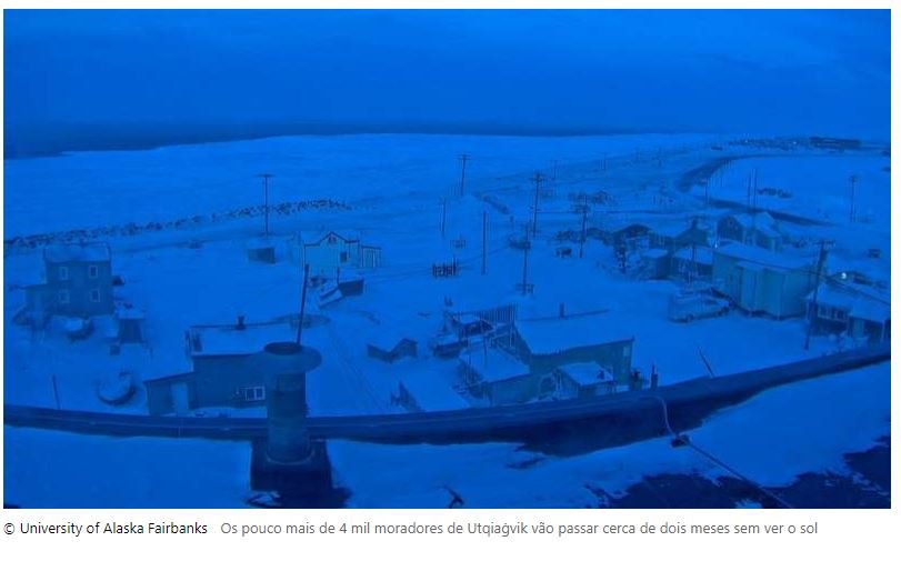 Utqia?vik, o povoado que só voltará a ver a luz do sol em 23 de janeiro