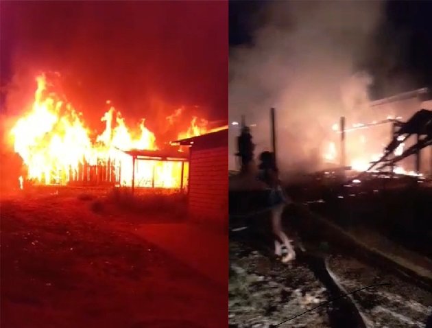 Casa é destruída após incêndio em MT