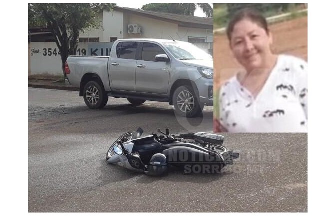 Mulher bate moto em Hilux e morre minutos após deixar neto na escola