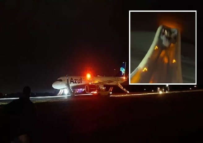 Aeronave da Azul que teve pane durante decolagem foi evacuada sem ordem dos pilotos; problema no sistema hidráulico