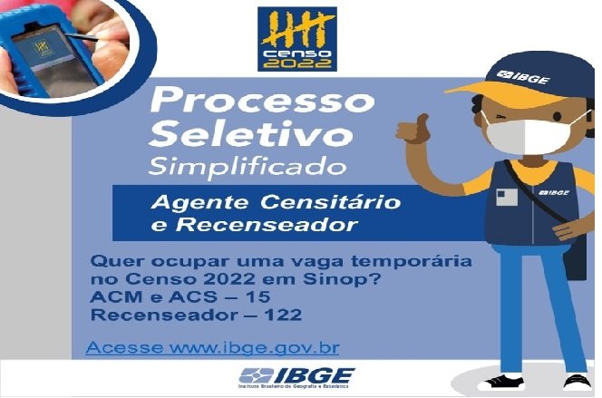 Seletivo do IBGE para trabalhar no censo 2022 encerra no final desse mês