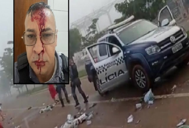 Sargento leva 25 pontos na cabeça após ser atingido por garrafas de vidro durante 'revolta' de populares