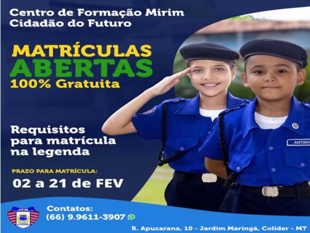 Aberta as inscrições para a Guarda Mirim de Colíder.