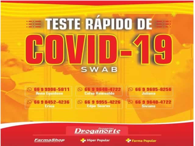 Rede Droganorte de Colíder conta com testes rápidos para COVID-19.