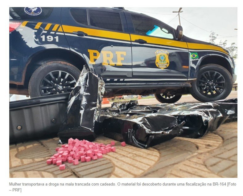 PRF prende passageira com mais de 30 mil comprimidos de ecstasy em mala