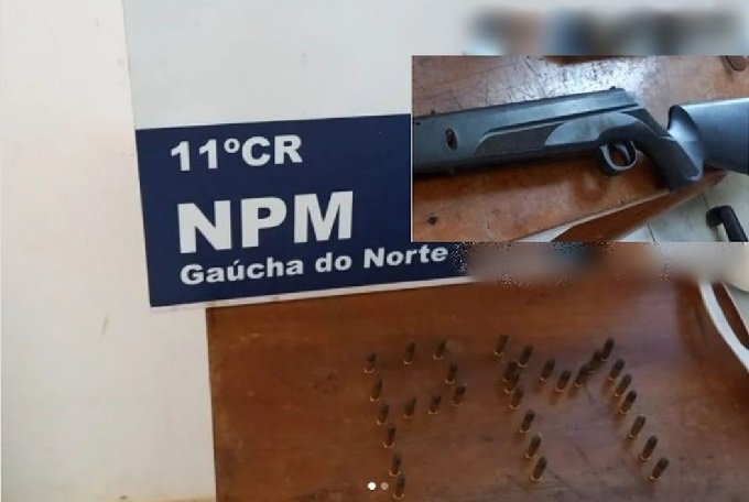 PM prende suspeito por posse irregular de arma de fogo ameaças e maus tratos a esposa e filha de 8 anos
