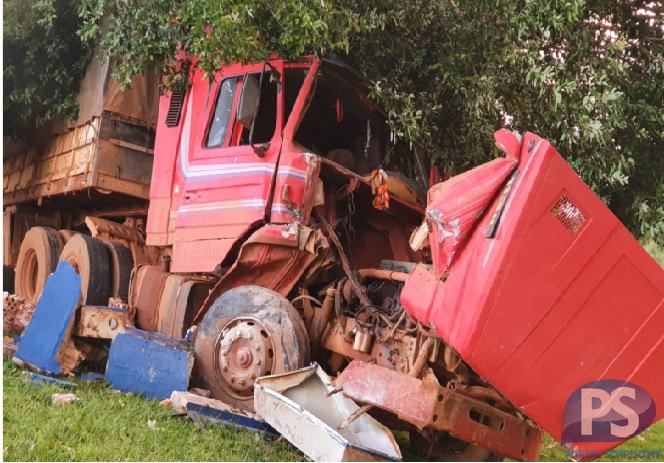 Carreta desvia de veículo, bate em árvore e derruba poste em MT